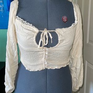 Skylar + Madison White Smocked Top